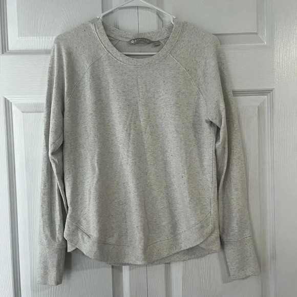 Athleta Womens Sweatshirt Size Small Gray Criss Cross Tulip Hem Pullover Stretch - Picture 1 of 6